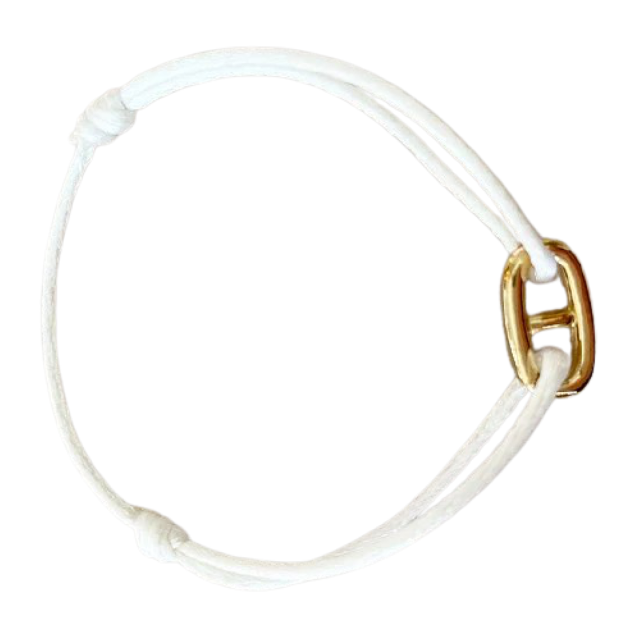 bracelet cordon satin blanc maille or fin femme collection leonie et france