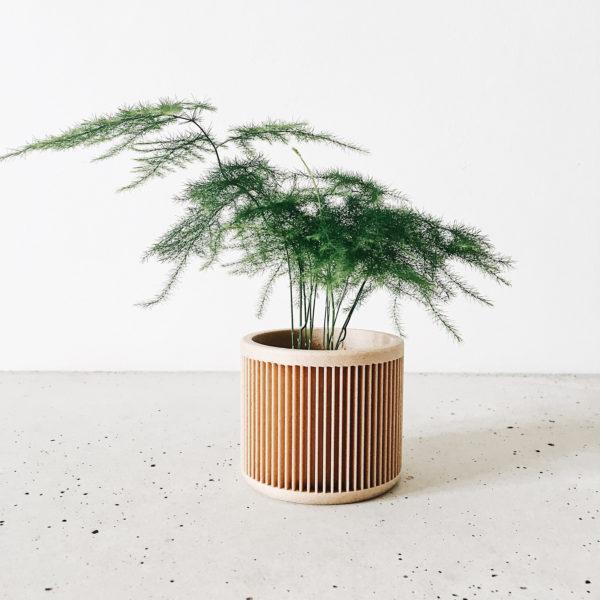 pot cache pot imprime en bois design minimaliste geometrique succulente cactus leonie et france collections
