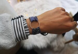 bracelet tissu bleu anneau femme leonie et france