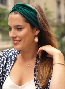 headband de createur ethique pour femme couleur vert forêt collection leonie et france