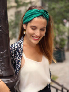 headband élégant de createur ethique pour femme couleur vert forêt collection leonie et france