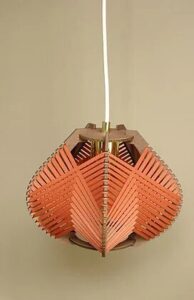 lampe artisanale suspension tissee brique bois leonie et france
