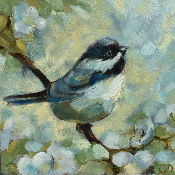 peinture acrylique huile sur bois petit oiseau sur branche arbre en fleur leonie et france eshop min