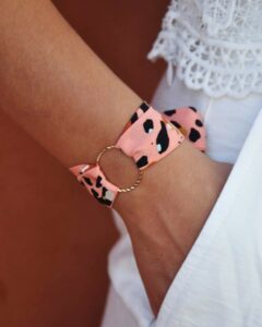 bracelet femme tissu tacheté rose leonie et france eshop de createurs min