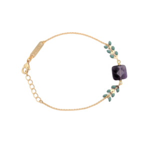 bracelet chaine feuille laurier vert pierre fine violette leonie et france eshop min01