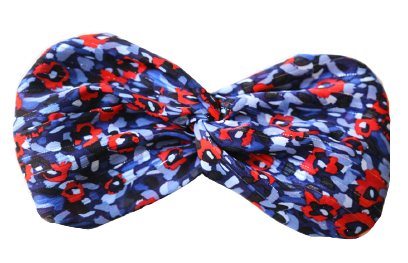 headband bleu imprime fleurs rouge made in paris leonie et france eshop de createurs