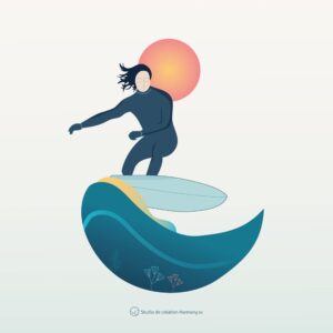 affiche illustration moderne graphique epuree surf surfeur vague leonie et france eshop ede createurs francais min