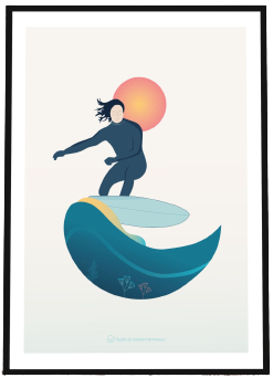 affiche illustration moderne graphique surf surfeur vague leonie et france boutique de createurs francais min