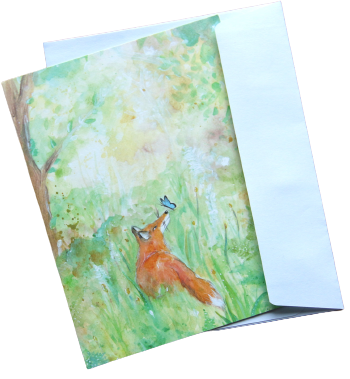 carte postale illustration aquarelle renard leonie et france eshop