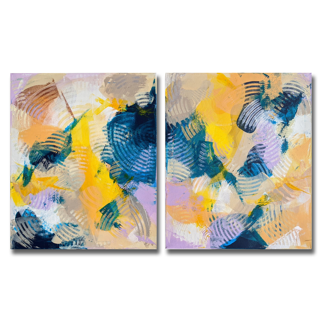 tableau peinture tendance artiste colore bleu jaune lilas duo diptyque.jpeg