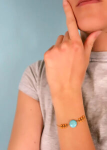 bracelet femme chaine pierre fine turquoise dore or fin leonie et france eshop de createurs