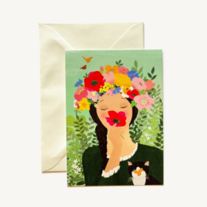 carte postale jeune fille fleurs original leonie et france eshop de createur