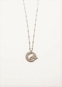 collier pendentif lune fusee chaine fine perlee en argent collier original cadeau femme leonie et france eshop