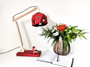 lampe de bureau design loft industriel rouge bois origami leonie et france eshop de createur