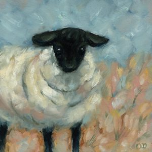 peinture huile mouton portrait animalier tableau carre idee cadeau leonie et france eshop