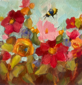 peinture originale fleurs abeille nature idee cadeau original leonie et france eshop deco