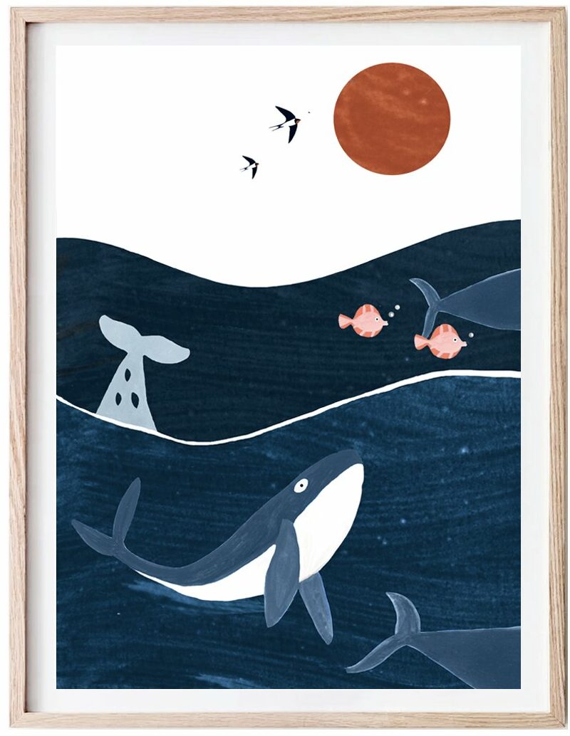 affiche poster enfant baleine ocean leonie et france boutique decoration chambre d enfant (1)