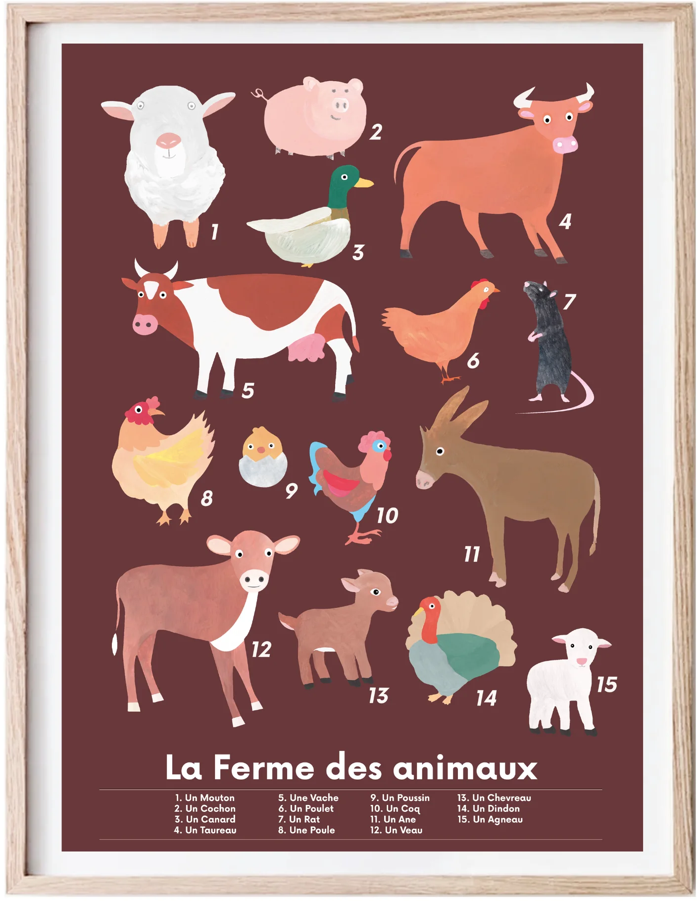 affiche poster animaux de la ferme deco chambre enfant leonie et france boutique maison made in france