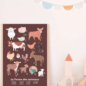affiche poster animaux de la ferme deco chambre enfant leonie et france boutique mode et maison