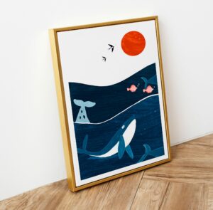 affiche poster chambre d enfant baleine mer leonie et france boutique de createurs francais