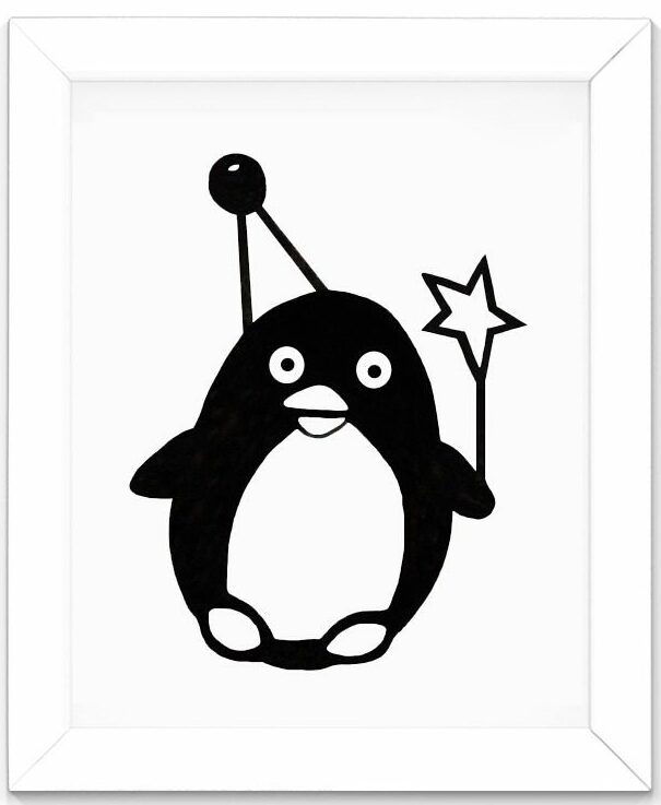 affiche poster deco chambre d enfant pingouin noir et blanc leonie et france eshop de createurs