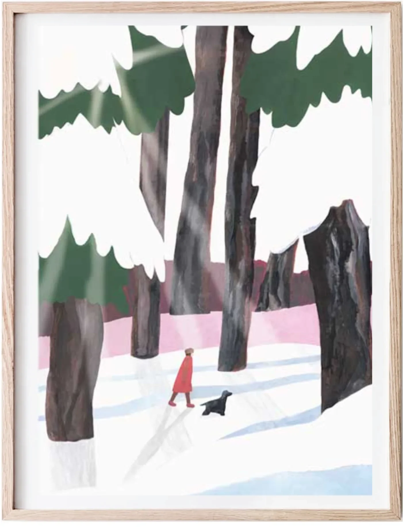 affiche poster deco murale graphique promenade en foret neige leonie et france eshop de createurs