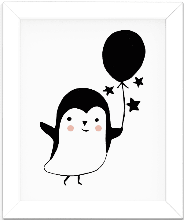 affiche poster decoration chambre d enfant pingouin noir et blanc leonie et france eshop de createurs francais