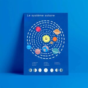 affiche poster pedagogique educatif systeme solaire planete galaxie leonie et france decoration pour enfant