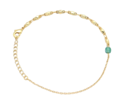 bracelet femme or chaine asymetrique pierre fine verte aventurine leonie et france bijou de createurs francais min01