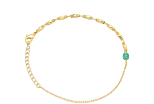 bracelet femme or chaine asymetrique pierre fine verte aventurine leonie et france bijou de createurs francais minim