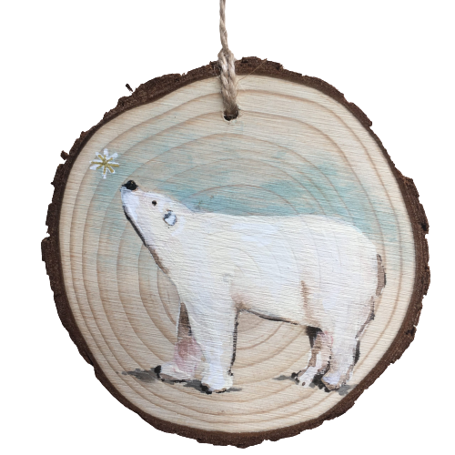 decoration a suspendre en bois ours polaire dans la neige decoration de noel leonie et france eshop de createurs min