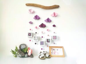 guirlande nuage origami couleur rose violet prenom personnalisable deco chambre enfant idee cadeau personnalise original leonie et france eshop de createurs francais min