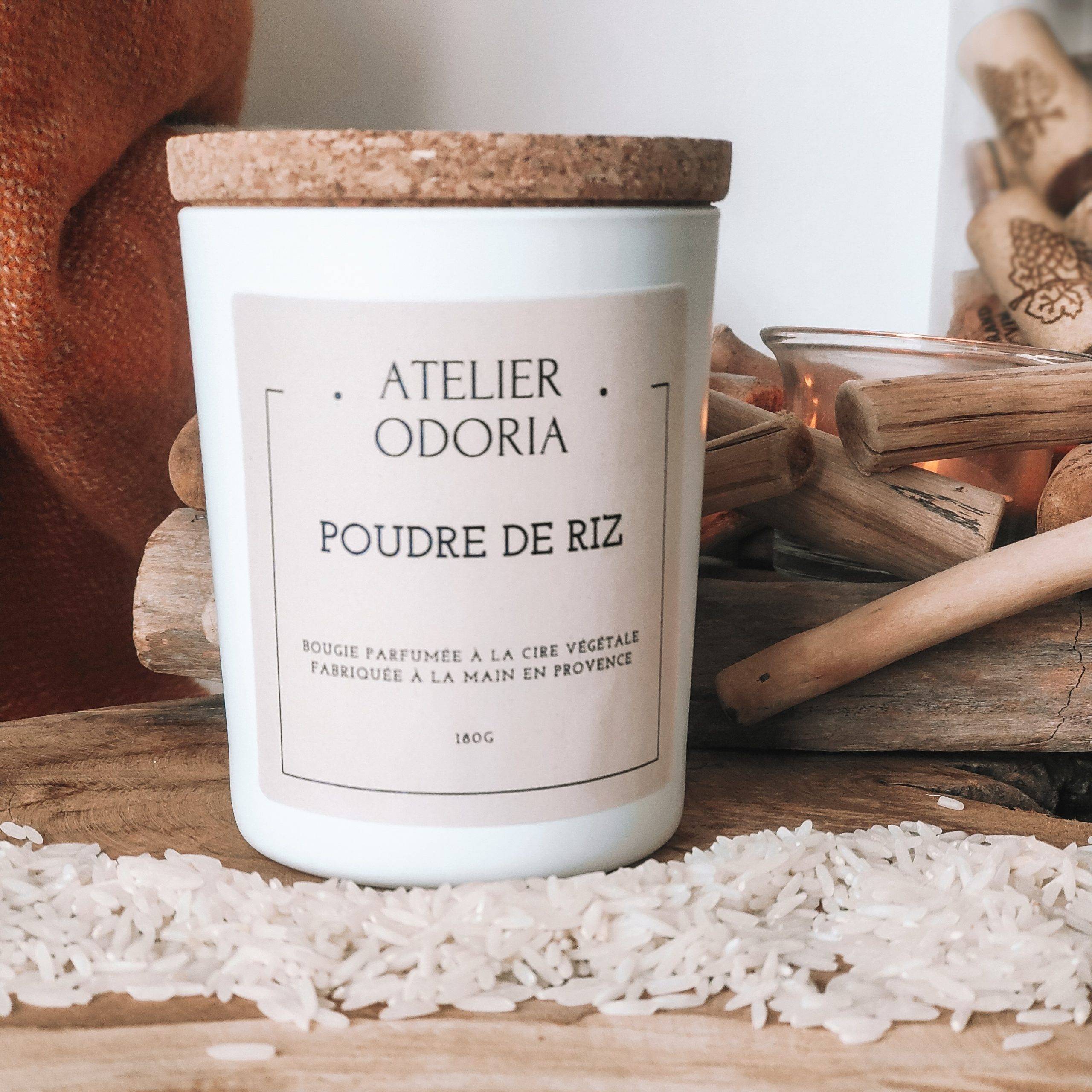 bougie artisanale parfumee poudre de riz idee cadeau originale pour femme leonie et france eshop de createurs francais made in france