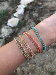 bracelet femme dore perles colorees idee cadeau pour femme leonie et france eshop de createurs francais