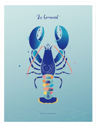 affiche illustration graphique design poster original theme mer homard leonie et france eshop de createurs francais min