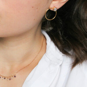 boucles d oreilles femme or anneau amovible pierre de lune idee cadeau original pour femme original leonie et france eshop