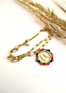 bracelet dore hirondelle perles couleur idee cadeau pour femme leonie et france eshop de createurs mode bijoux fait main artisanal