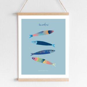 affiche graphique design illustration sardines idee cadeau original leonie et france eshop de createurs francais