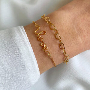 bracelet chaine coeurs or idee cadeau femme original leonie et france eshop mode de createurs francais