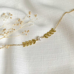 bracelet chaine epi perle de nacre or idee cadeau pour femme leonie et france eshop