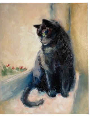 peinture originale chat noir animal de compagnie idee cadeau leonie et france eshop d artistes francais peinture art made in france