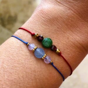 bracelet cordon pierre fine jade bleu ametrine hematite doree leonie et france eshop de createurs francais