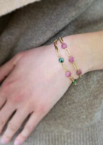 bracelet maille rectangle or pierre fine idee cadeau femme leonie et france eshop de bijoux de createurs francais