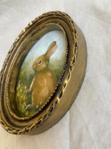 peinture originale lapin petit cadre idee cadeau original leonie et france eshop d artistes francais