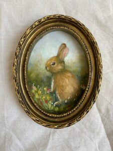 peinture originale lapin petit cadre idee cadeau original leonie et france eshop de createurs francais art