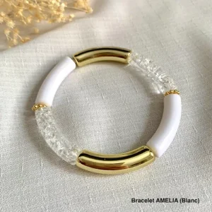 bracelet tube femme blanc transparent or bijou personnalisable idee cadeau original leonie et france eshop de bijoux de createurs francais