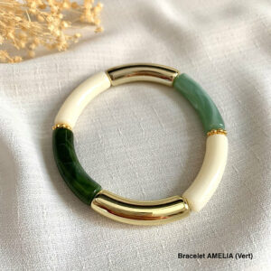 bracelet tube femme blanc vert or bijou personnalisable idee cadeau original leonie et france eshop de bijoux de createurs francais