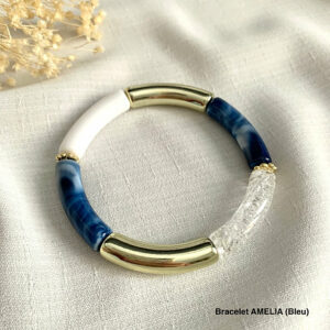 bracelet tube femme bleu or bijou personnalisable idee cadeau original leonie et france eshop de bijoux de createurs francais