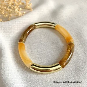 bracelet tube femme orange marron or bijou personnalisable idee cadeau original leonie et france eshop de bijoux de createurs francais