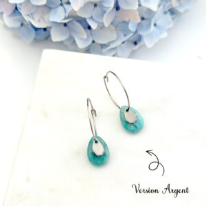 boucles d oreilles argent creoles pierre fine turquoise amazonite idee cadeau original pour femme le